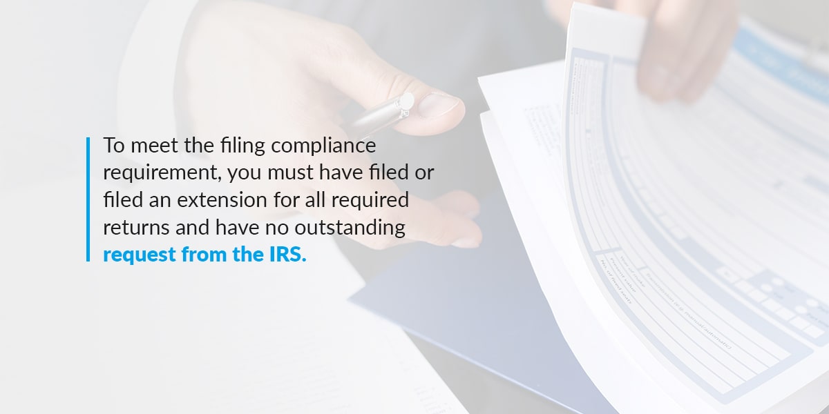 meet the filing compliance requirement