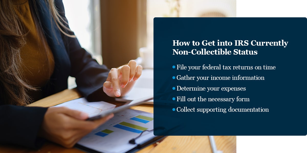 how to get into IRS currently non-collectable status