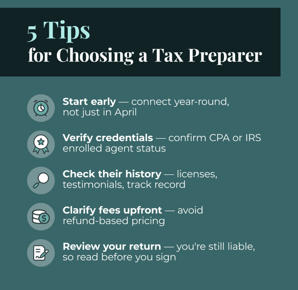 5 tips for choosing a tax preparer