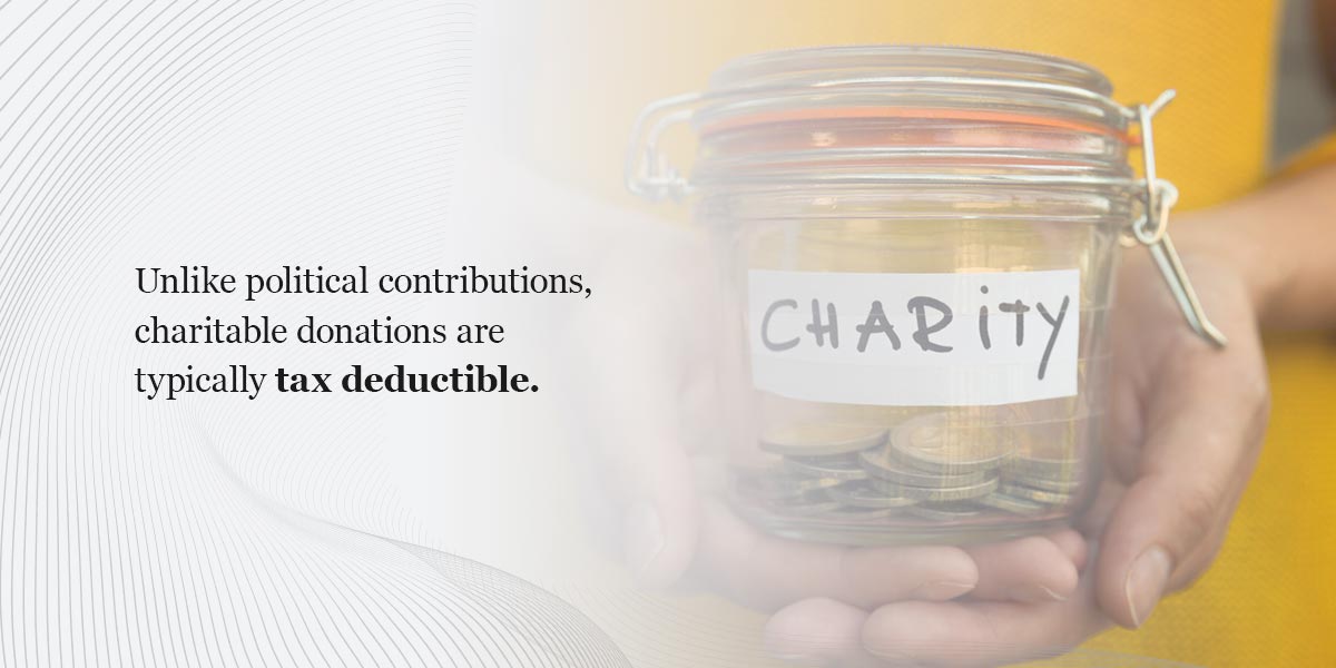 difference between political contributions and charitable donations