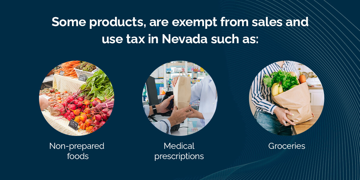 some products are exempt from sales and use tax in nevada such as non-prepared foods medical prescriptions and groceries
