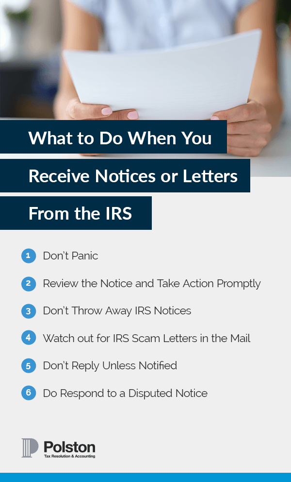 what to do when you receive notices or letters from the IRS