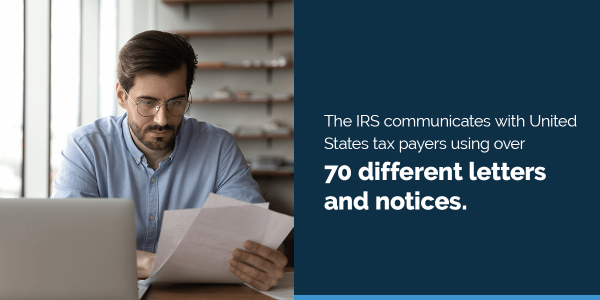 a man looking at an irs notice