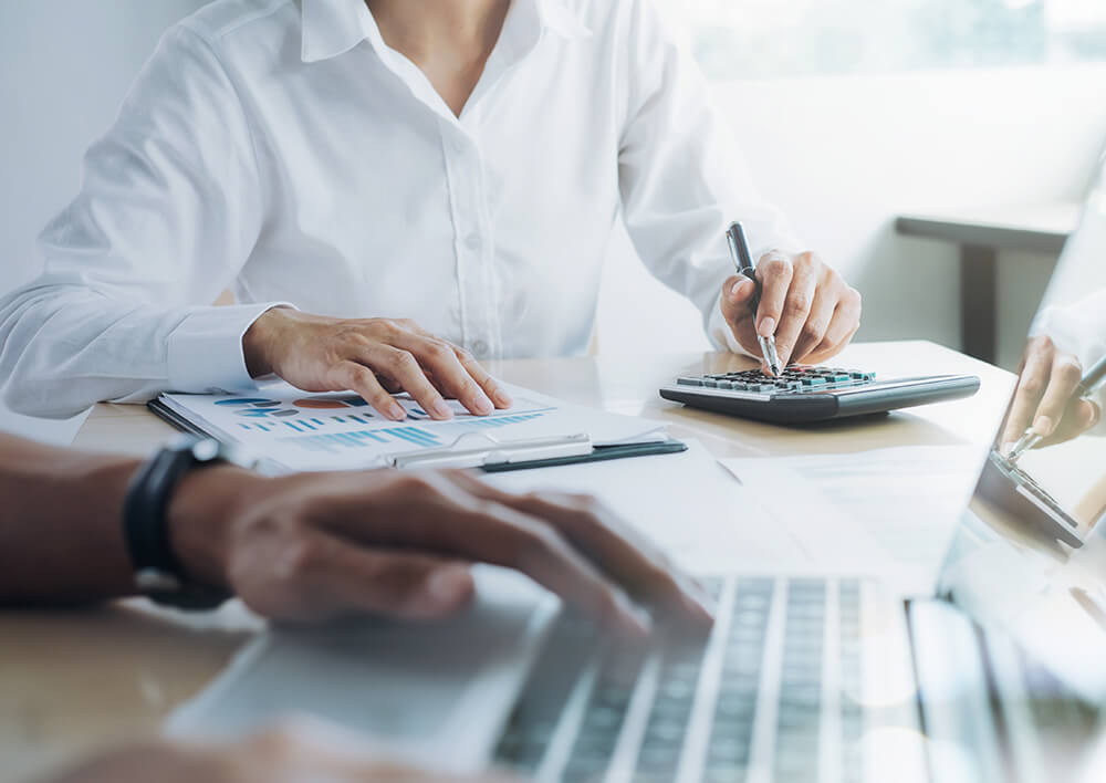 Female accountant workin with tax