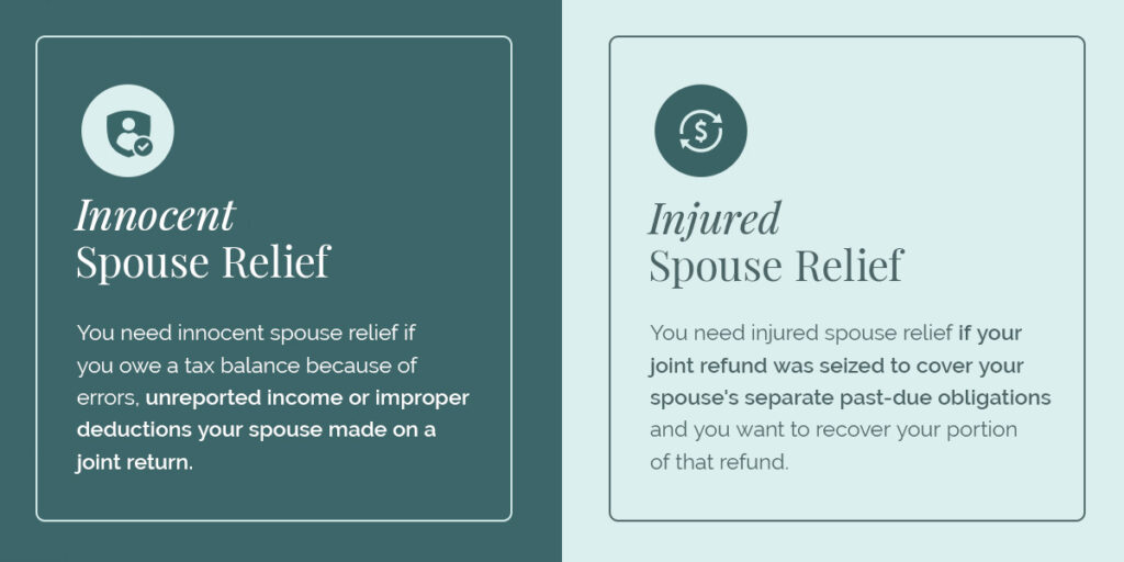 Choosing Between Innocent Spouse Relief and Injured Spouse Relief